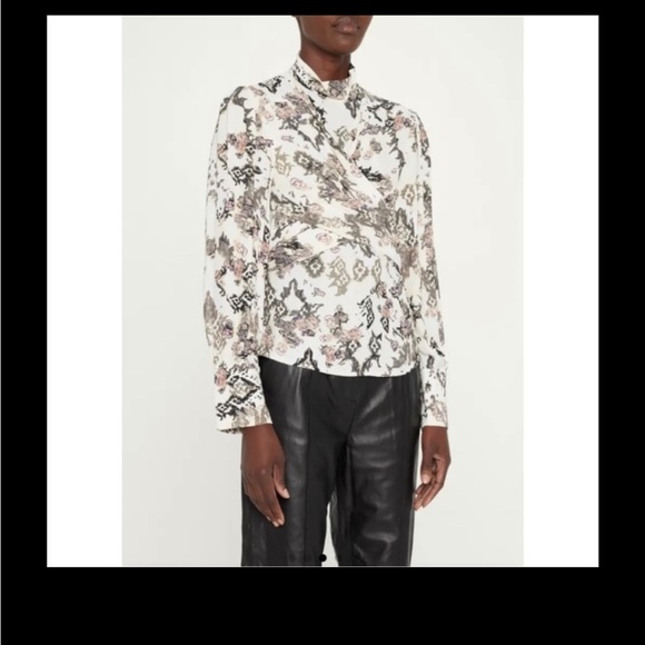 IRO Tops - IRO Sakari Printed Crisscross Turtleneck Top|